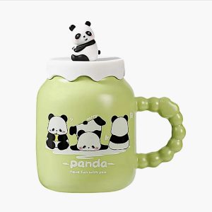Playful Panda 14oz Mug with Lid and Spoon